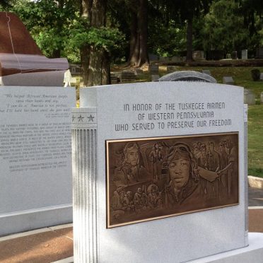 Rock of Ages Tuskegee Aviation Civic Memorial | Sewickley Cemetery, Western PA | Blue Gray granite & Crimson Red granite